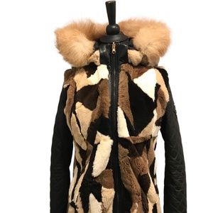 Up-cycled Fur Coat with Removable sleeves by Margarita Voultsos